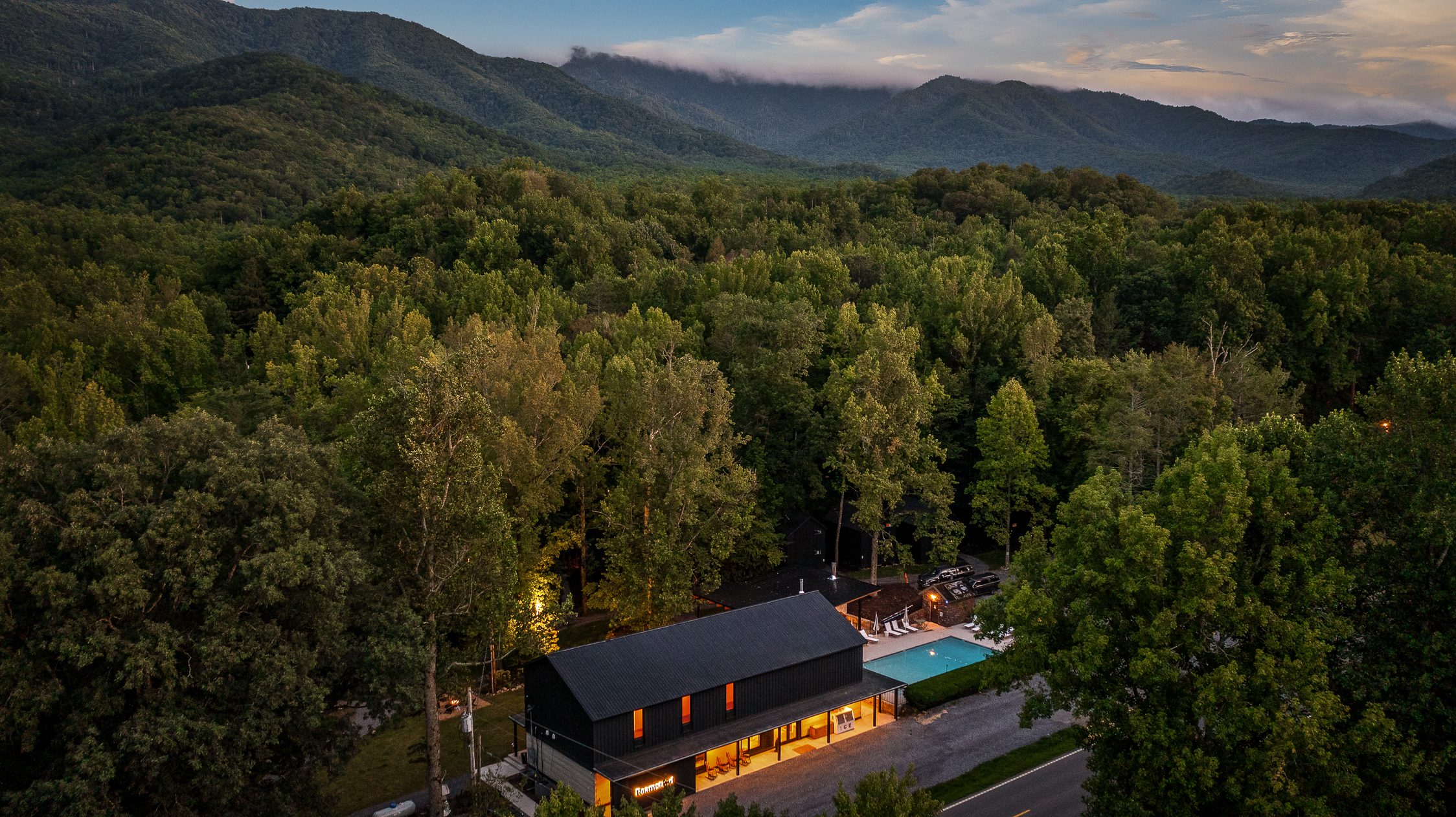 Aerial view of Roamstead Smoky Mountains campground