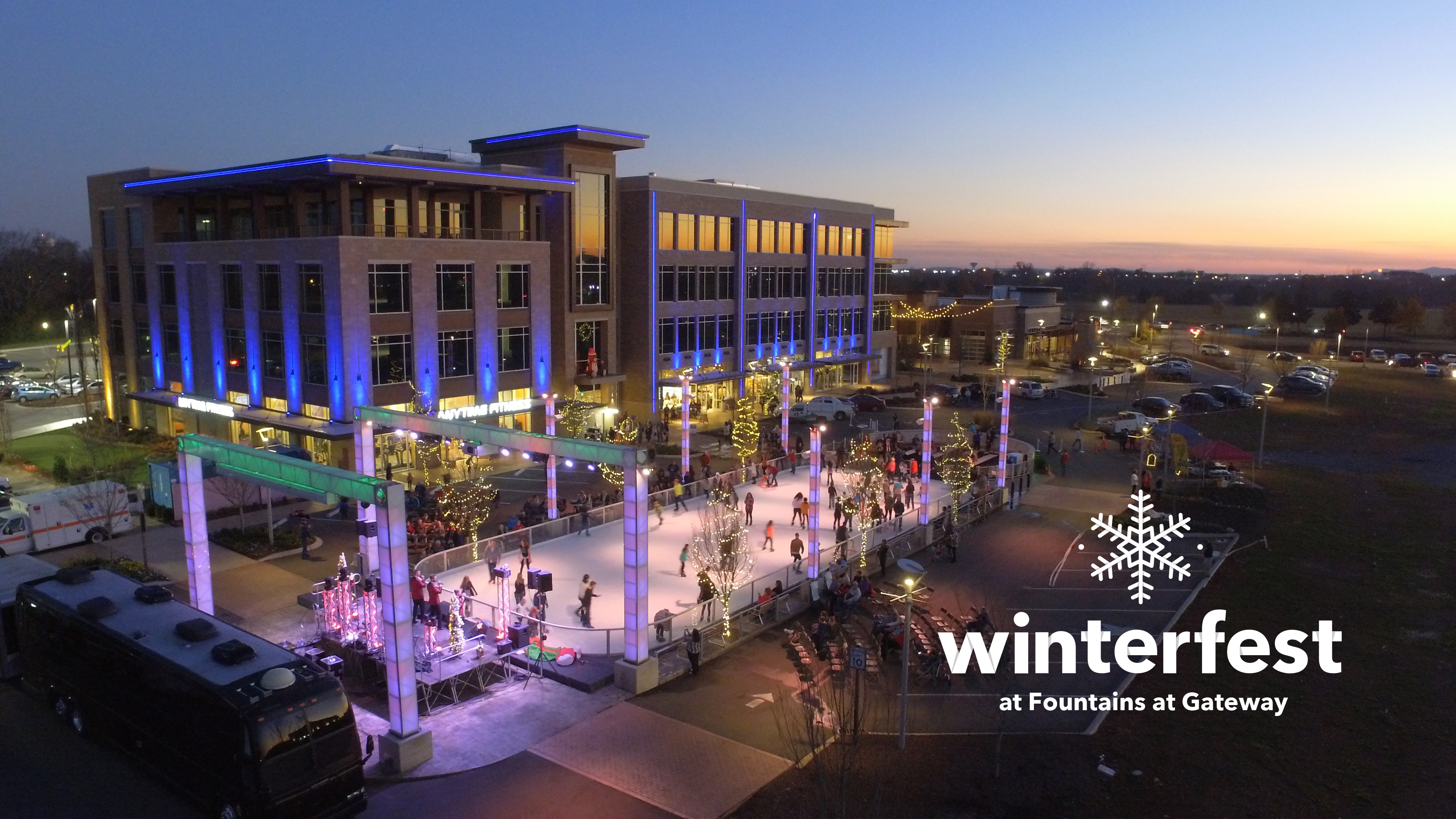 Ice skaters at Winterfest at Fountains at Gateway