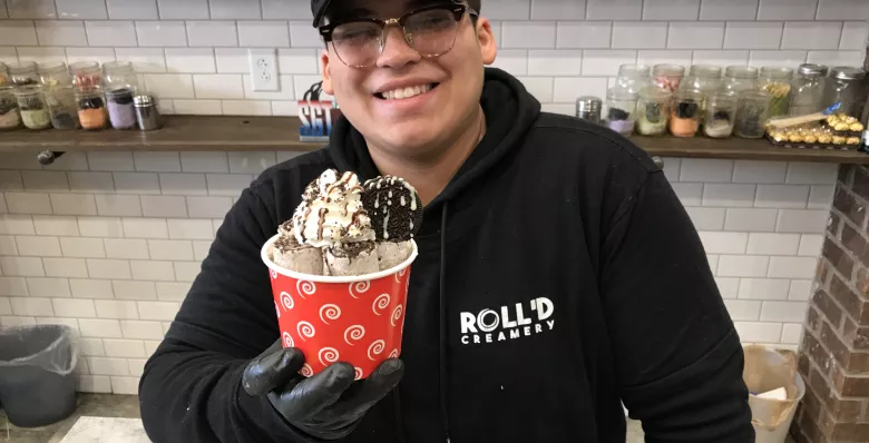 Ice cream from Roll'd Creamery in Clarksville TN