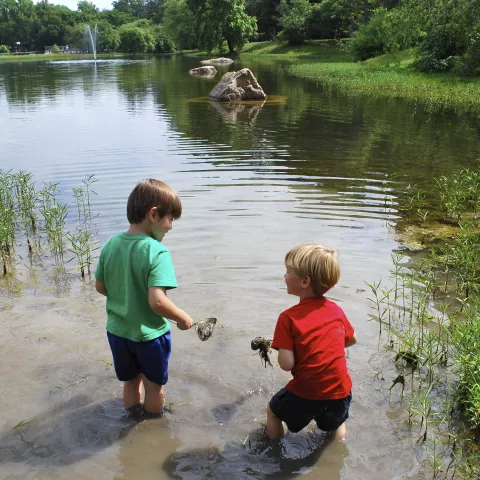 Kids playing in one of our ponds