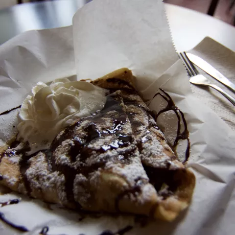 A chocolate crepe from French Market Creperie in Knoxville TN