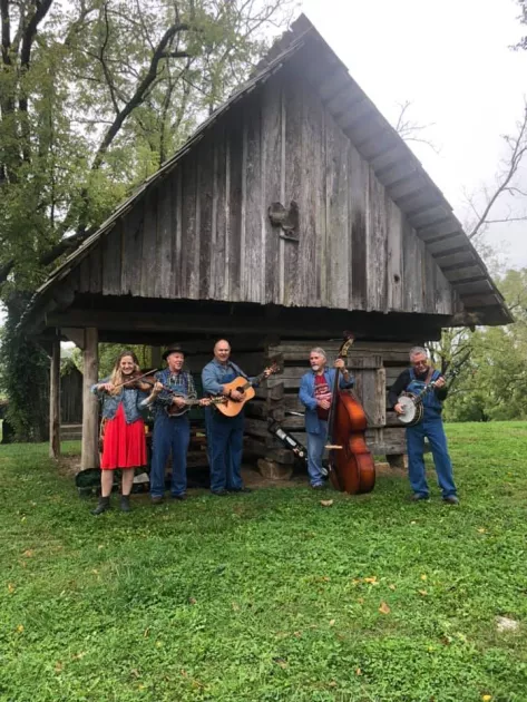 Pioneer Village with musicians